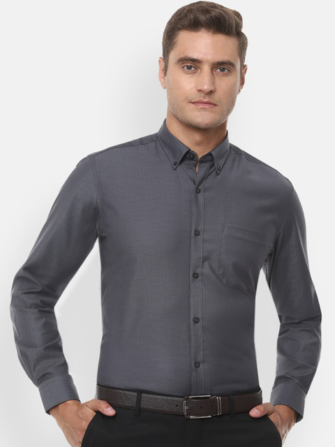 

Louis Philippe Men Grey Slim Fit Striped Casual Shirt