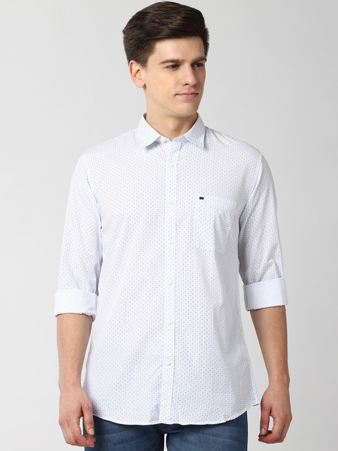 

Peter England Casuals Men White Slim Fit Printed Casual Shirt