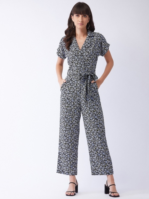 

MAGRE Black & Green Printed Basic Jumpsuit