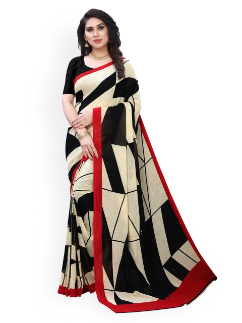 

KALINI Black & Cream-Coloured Pure Georgette Saree