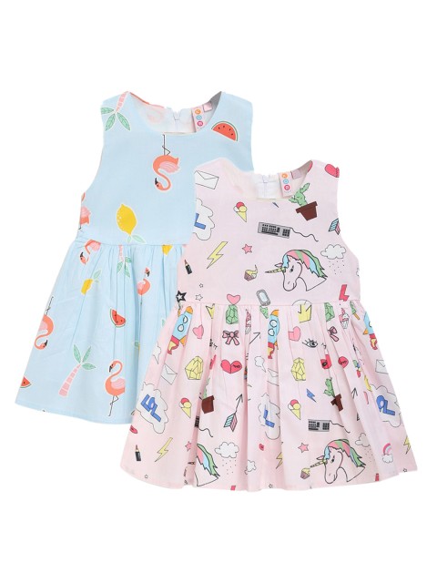 

Kids On Board Girls Pack of 2 Blue & Pink Chiffon Dress