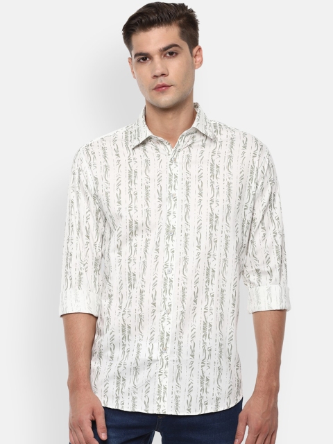 

V Dot Men Beige Slim Fit Printed Casual Shirt