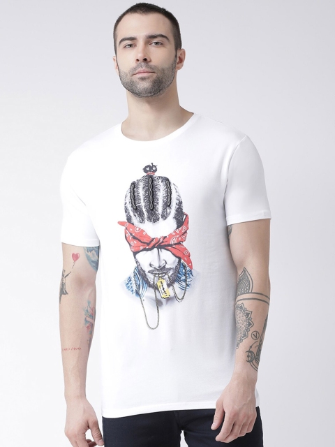 

Rex Straut Jeans Men White Graphic Printed Slim Fit T-shirt
