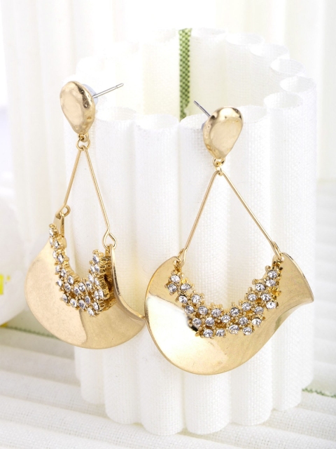 

CRZ Gold-Plated Contemporary Drop Earrings