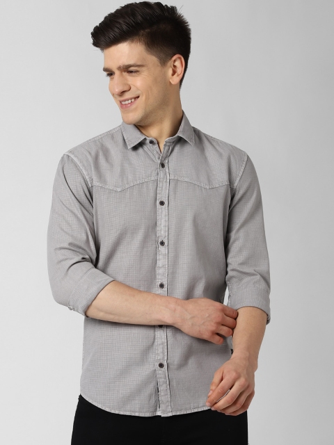 

Peter England Casuals Men Grey Slim Fit Solid Casual Shirt