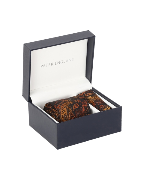

Peter England Men Brown & Yellow Printed Accessory Gift Set