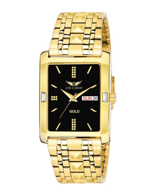 

LOIS CARON Men Black Dial & Gold-Plated Stainless Steel Analogue Watch MLC-8424