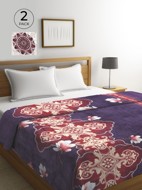

KLOTTHE Multi Set of 2 Ethnic Motifs AC Room 300 GSM Double Bed Comforter