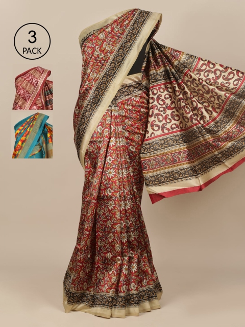 

Pothys Pack of 3 Woven Design Jute Silk Saree, Maroon