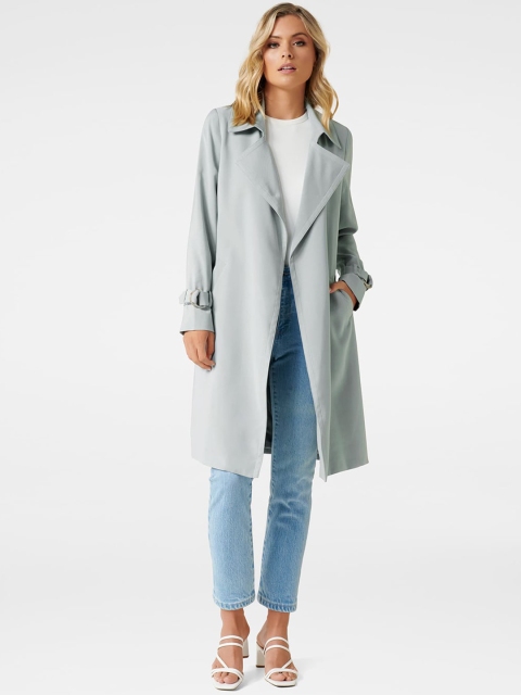 

Forever New Women Grey Solid Longline Trench Coat
