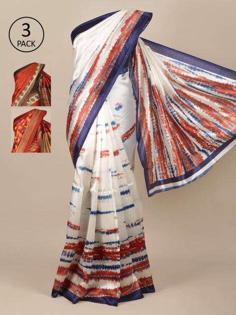 

Pothys White Pack of 3 Jute Silk Saree