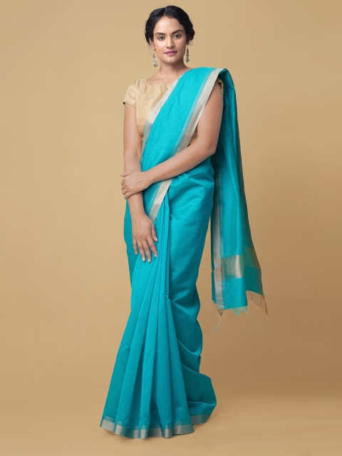 

Unnati Silks Blue Silk Cotton Baluchari Saree