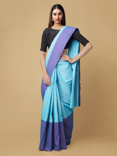 

Unnati Silks Blue Colourblocked Pure Cotton Saree