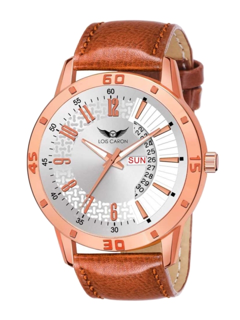 

LOIS CARON Men White Dial & Brown Leather Bracelet Style Straps Analogue Watch