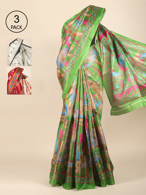 

Pothys Pack Of 3 Multi Jute Silk Saree