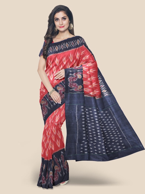 

KLM Fashion Mall Red & Blue Woven Design Cotton Blend Saree