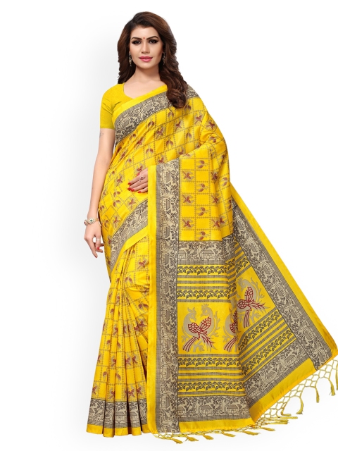 

KALINI Yellow & Grey Ethnic Motifs Poly Silk Saree