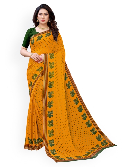 

KALINI Yellow & Green Ethnic Motifs Pure Chiffon Saree