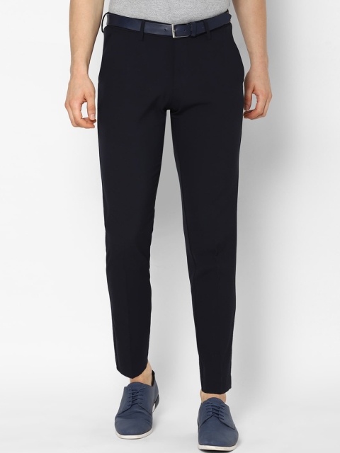 

Allen Solly Men Navy Blue Checked Slim Fit Regular Trousers