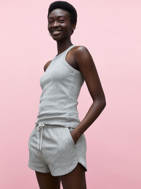 H&M Women Grey Solid Sweatshirt Shorts
