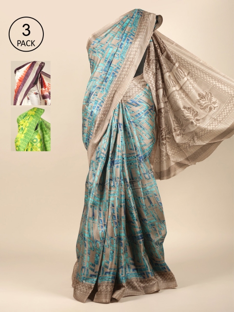 

Pothys Pack of 3 Jute Silk Saree, White