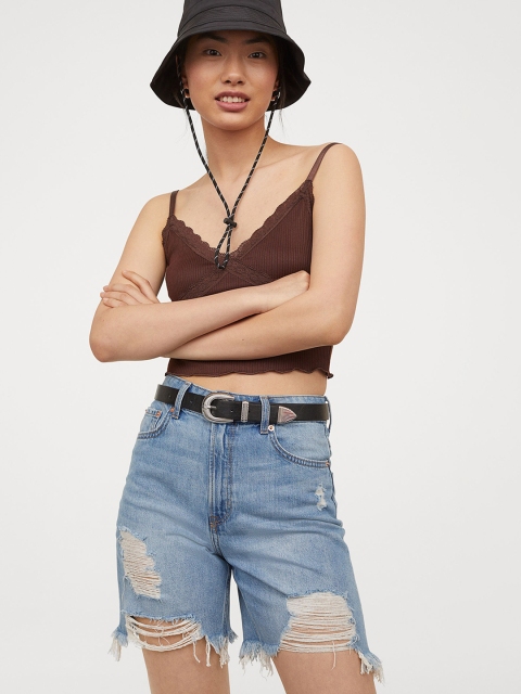 

H&M Women Blue High Waist Bermuda Shorts