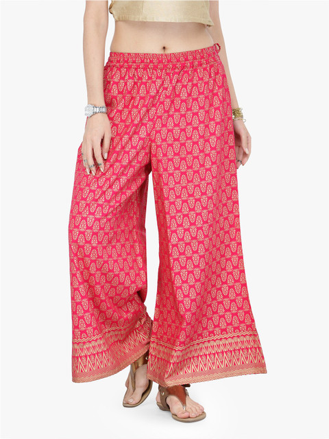 

KSUT Women Pink & Gold-Toned Ethnic Motifs Printed Ethnic Palazzos