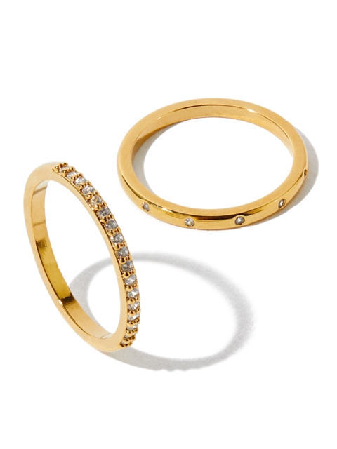 

Accessorize Set Of 2 Gold-Plated White Crystal-Studded Finger Rings
