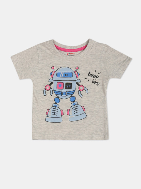 

Donuts Boys Grey & Blue Printed T-shirt