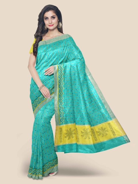 

KLM Fashion Mall Blue Linen Blend Saree