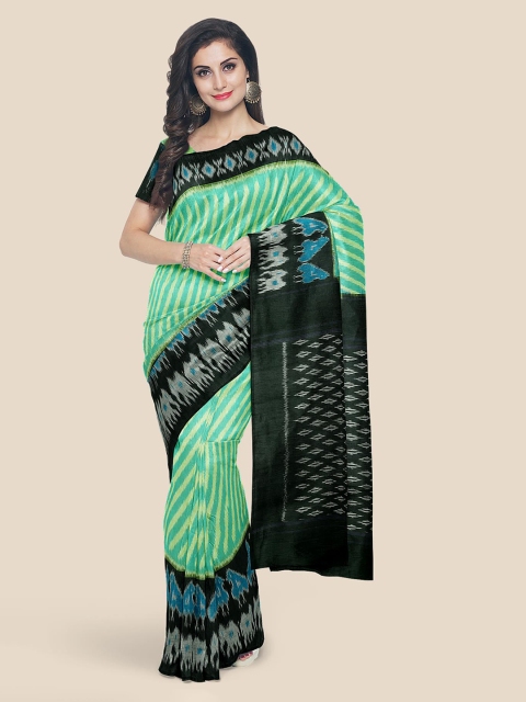 

KLM Fashion Mall Green Striped Saree