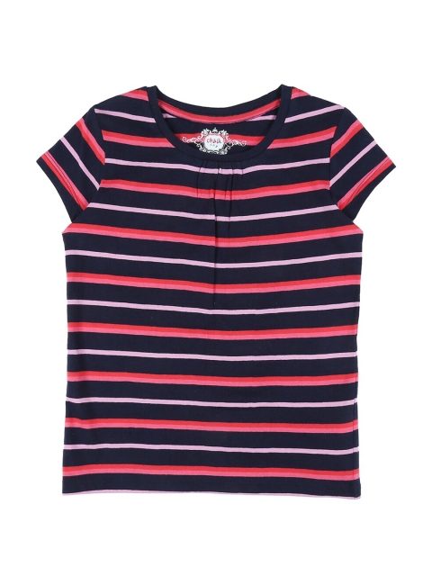 

CHALK by Pantaloons Girls Navy Blue & Pink Striped T-shirt