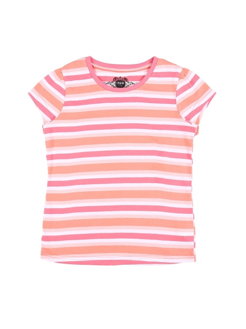 

CHALK by Pantaloons Girls Pink Striped Pure Cotton T-shirt