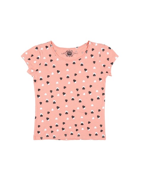 

CHALK by Pantaloons Girls Peach Printed Cotton Pure Cotton T-shirt