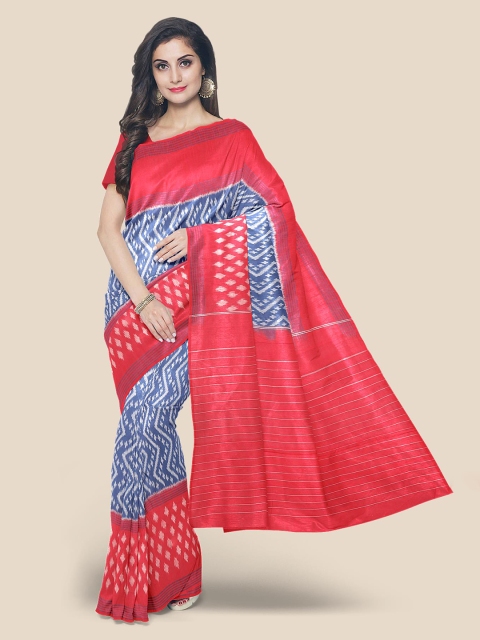 

KLM Fashion Mall Blue & Red Printed Saree