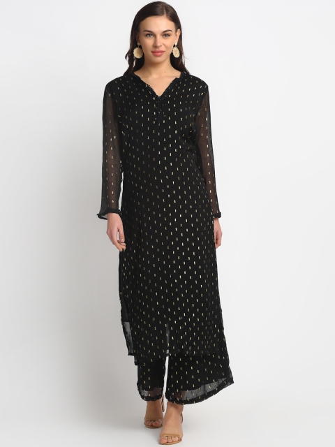 

REME Women Black & Golden Kurta with Trousers