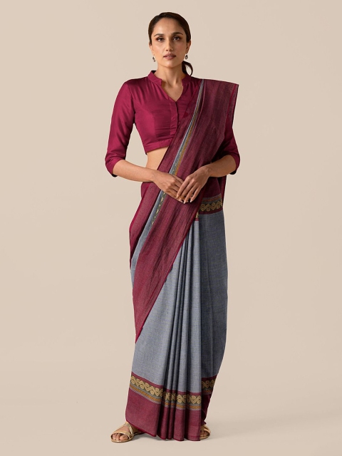 

Taneira Grey Pure Cotton Chettinad Saree