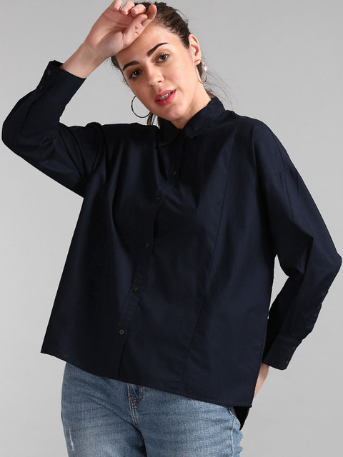 

GAP Women Navy Blue Cotton Casual Shirt