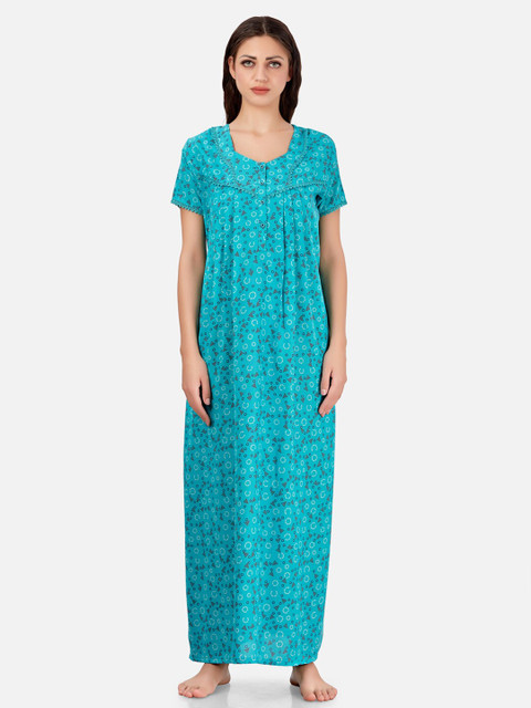 

Sand Dune Printed Alpine Pleated Nightdress, Turquoise blue
