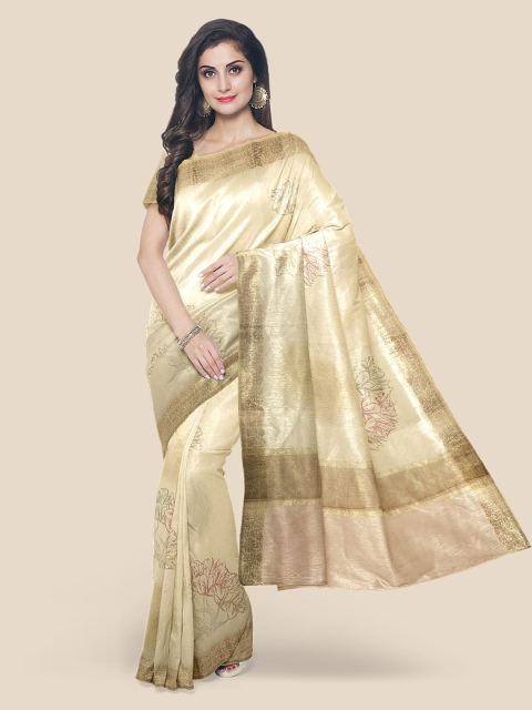 

KLM Fashion Mall Cream Woven Design Saree