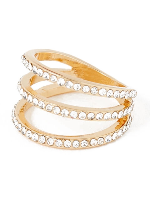 

Accessorize Gold-Plated White Crystal-Studded Finger Ring