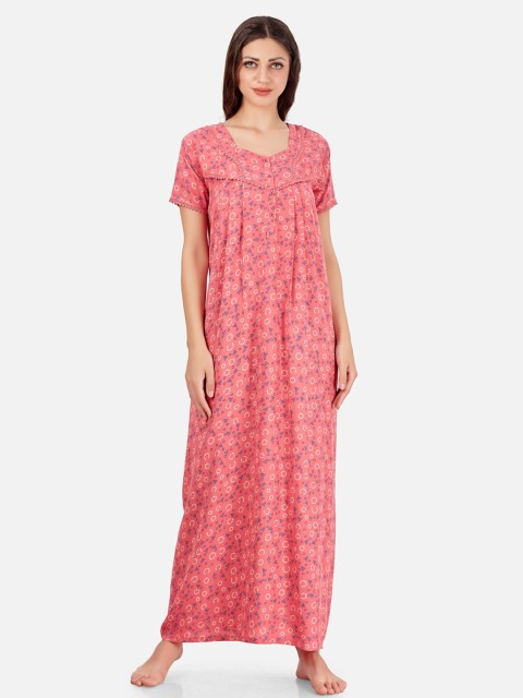 

Sand Dune Printed Alpine Pleated Nightdress, Peach