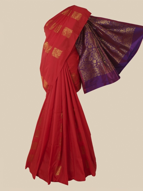 

Pothys Red Ethnic Motifs Zari Silk Cotton Saree