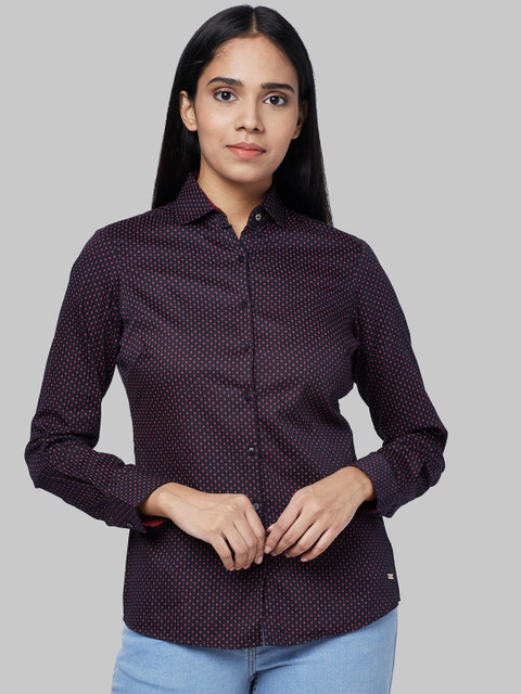 

Park Avenue Woman Women Navy Blue Printed Casual Shirt