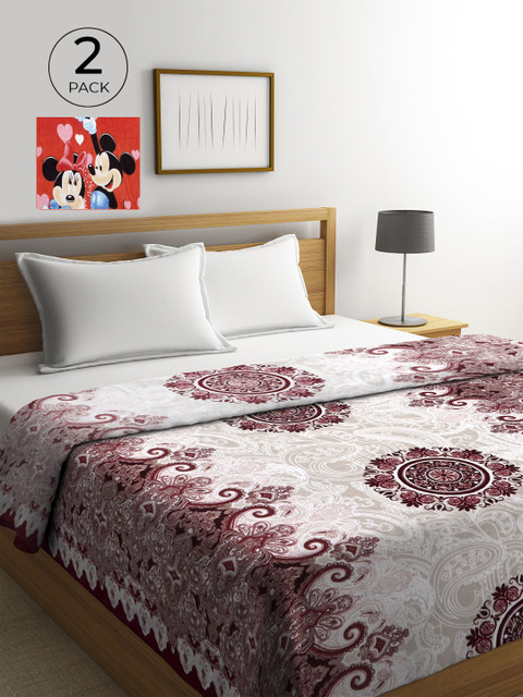 

KLOTTHE Multi Set of 2 Ethnic Motifs AC Room 300 GSM Double Bed Comforter