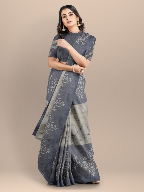 

BharatSthali Blue & Off White Batik Silk Cotton Venkatgiri Saree
