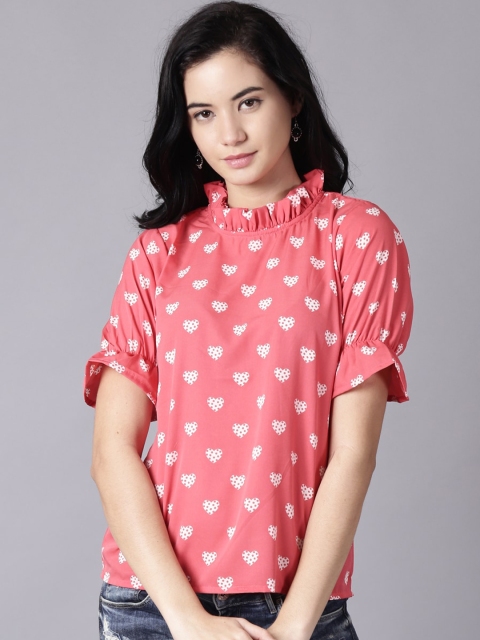 

AASI - HOUSE OF NAYO Pink & White Puff Sleeve Crepe Regular Top