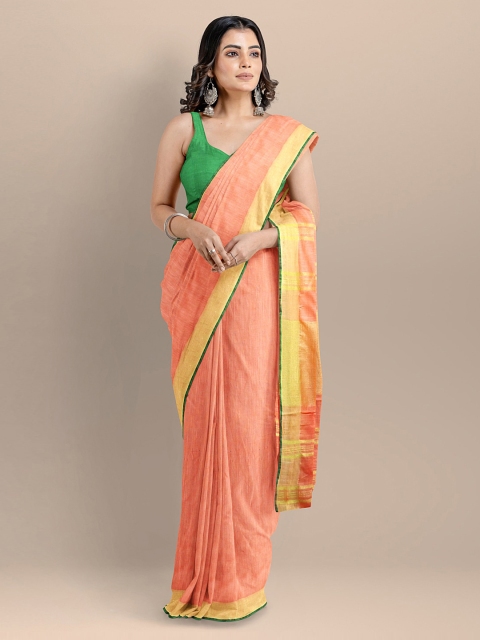 

BharatSthali Peach Pure Cotton Mangalagiri Saree
