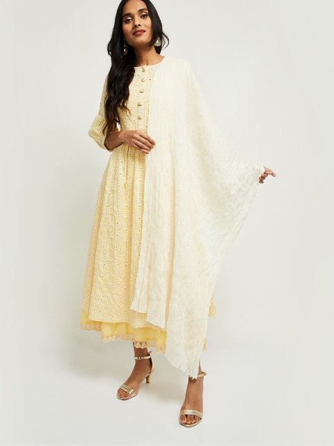 

max Off White Pure Cotton Dupatta with Beads and Stones