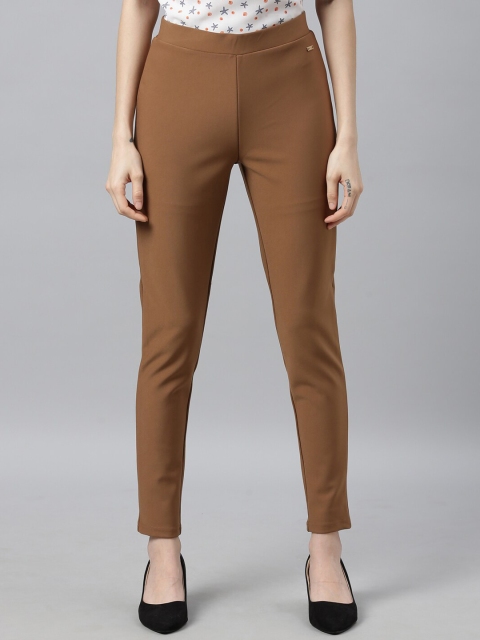 

Park Avenue Woman Women Brown Solid Slim-Fit Jeggings